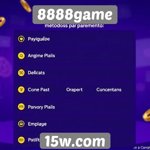 Avaliação dos métodos de pagamento disponíveis no 8888game